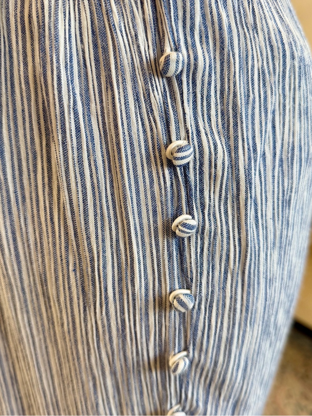 Maeve Anthropologie Romper Women’s 4 Blue/White Striped Summer Wide-Leg Jumpsuit - Picture 5 of 10
